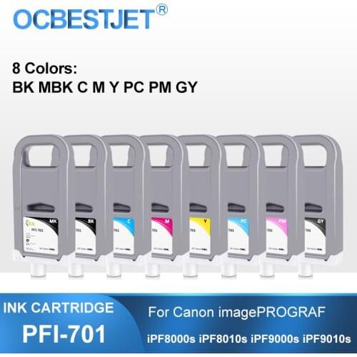 PFI-701 Compatible Ink Cartridge Full With 700ML Pigment Ink Inside For Canon IPF-8000S IPF-9000S IPF-8010S IPF-9010S 8 Colors