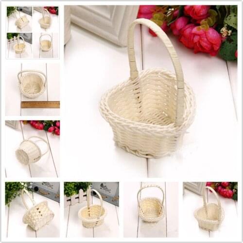 Mini Weaving Storage Basket Vegetable Fruit Rattan Cosmetics Tea Picnic Basket Toy Dirty Clothes Organizer Handle