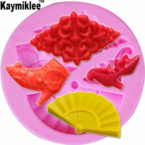 M904 Fan High-heeled Shoes Silicone Mold Fondant Mould Cake Decorating Tools Chocolate Gumpaste Mold, Sugarcraft, Chocolate Mold