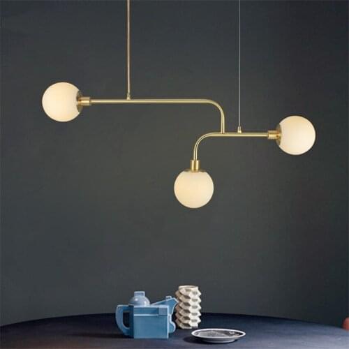 Nordic Branch Glass Ball Pendant Lights Restaurant Diningroom Table Modern Luxurious Gold Hanging Lights Bar Long Lamps Fixtures