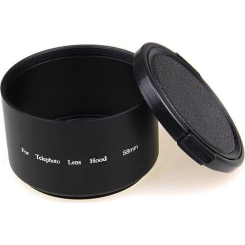 58mm 58 mm Tele Metal Lens Hood+Lens cap For Canon 1300D 1200D 800D 760D 750D 650D 600D 550D 60D 77D 80D 100D With 18-55mm Lens