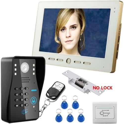 10" RFID Password Video Door Phone Doorbell Intercom System With IR Camera 1000 TV Line With NO-Electric Strike Door Lock
