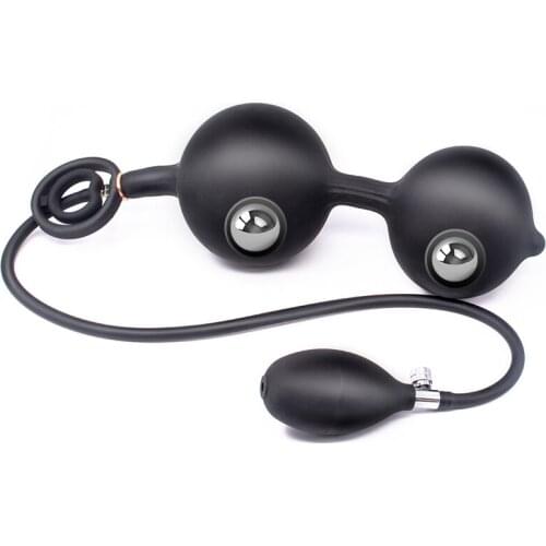 Built-in Steel Ball Inflatable Anal Plug with Ring Vaginal Dildo Anus Dilator Butt Plug Prostate Massage Sex Toys For Men Women