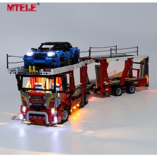 MTELE Brand LED Light Up Kit For TECHNIC Car Transporter Toy Building Blocks Compatile With 42098