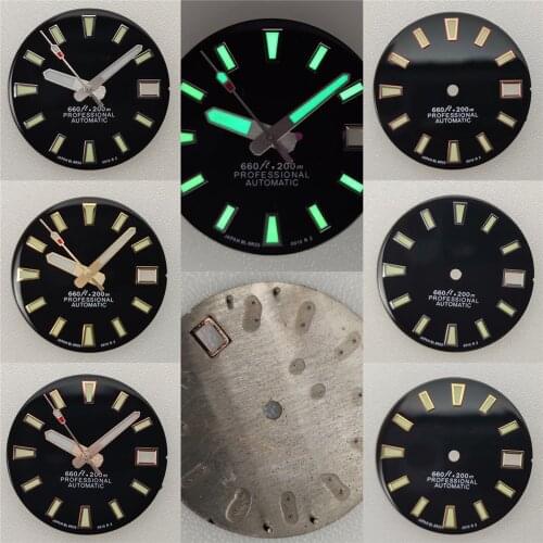 For NH36 Dial 28.5MM C3 Green Luminous Watch Dial Watch Hands for NH35 Movement Modification Kit