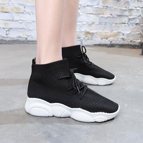New hot trending high-top womens socks shoes thick-soled breathable comfortable mesh platform shoes ladies casual shoes