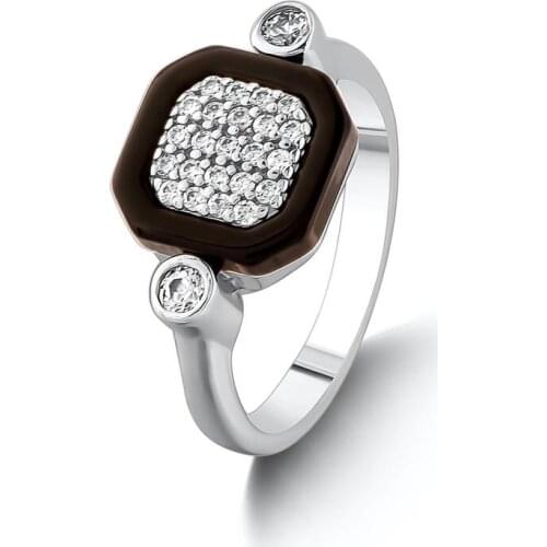 Square Model Women Ring Silver Black Stone Women Ring Solid 925 Sterling Silver Vintage Women Jewelry Wedding Engagement Ring