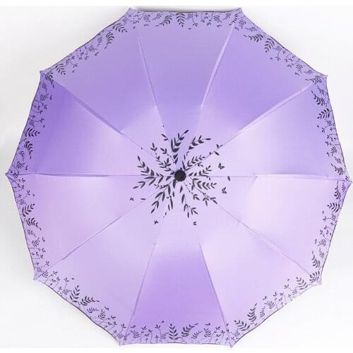 Men and women sunny and rainy umbrella with black coating sunscreen UV protection 10K reinforced windproof strong umbrella