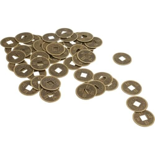 50 Pieces Feng Shui Coins Ancient Chinese Fortune Coin 2.3cm/0.9'' for Wealth Success I Ching Money Charm