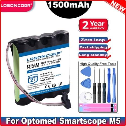 LOSONCOER 1500mAh Battery For Optomed Smartscope M5 Camera Battery 4/HR-4U