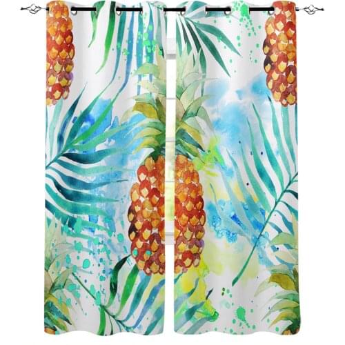 Watercolor Pineapple Fruits Blackout Curtains for Children Kids Home Decor Bedroom Living Room High Shading Window Curtains
