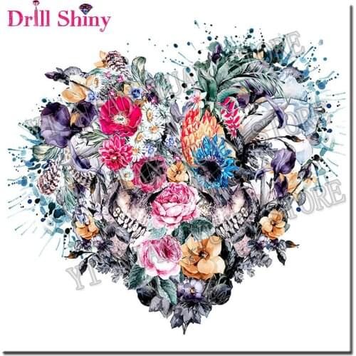 5D DIY Diamond Embroidery Heart-shaped white bone flower Diamond Painting Cross Stitch full Square Rhinestone Mosaic decoration