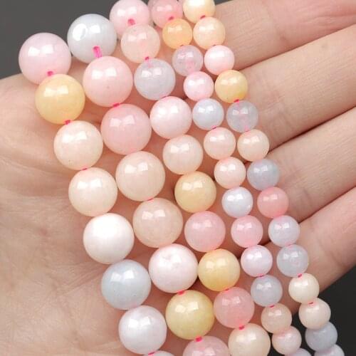 Atreus 6 8 10mm Macaron Pink Natural Stone Beads Round Jaspers Loose Spacer Beads For Jewelry Making DIY Bracelets Wholesale