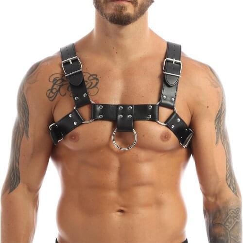 Adult Bondage Leather Clothing Sexy Bondage Underwear Mens Chest Harness Strap Harness Features Adjustable Buckle Man Erotic