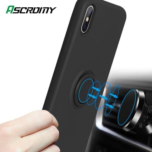 Ring Case For iPhone 11 Pro Max 12 X XS XR 7 6 6S 8 Plus Matte Silicone Phone Cover With Magnetic Holder Shockproof Accessories