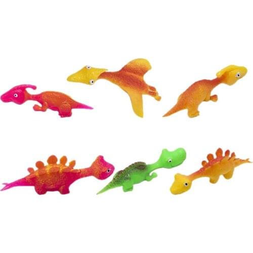 6pcs Dinosaur Finger Ejection Relief Toy Dinosaur Slingshot Toys for Kids