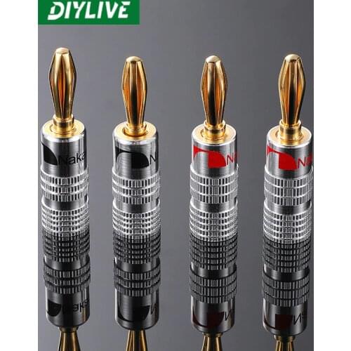 4pc DIYLIVE Hifi Nakamichi Banana Plug High Quality Gold-Plated 24K Banana Jack