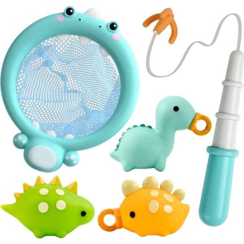 HX5D Baby Bath Toy Fishing Toy Interactive Water Playing Set Indoor Floating Fish Funny Gift BB Squeaker for Baby Age3month