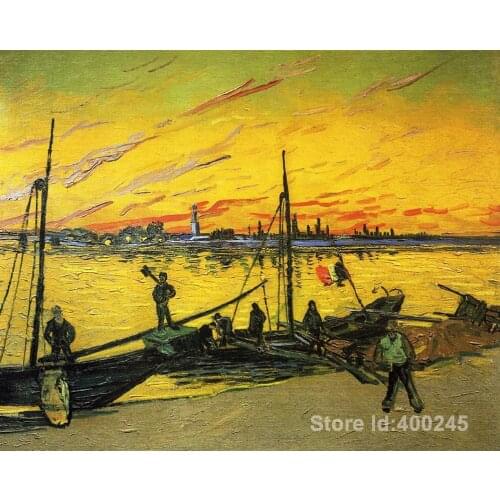 Impressionist art Coal Barges Vincent Van Gogh paintings home decor Handmade High quality