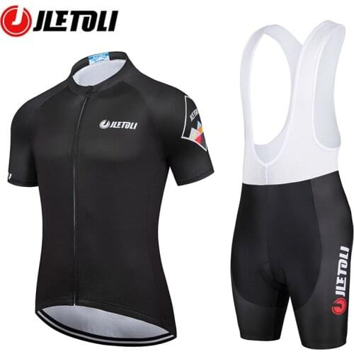 JLETOLI Summer Cycling Jersey Set Mens Breathable Road Bike Jerseys Short Sleeve MTB Clothing 19D Bib Set Sport Bicycle Uniform