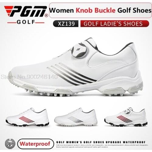 PGM 2021 Ladies Golf Shoes Breathable Rotating Buckle Sneakers Womens Waterproof Microfiber Shoes Anti-slip Golf Trainers