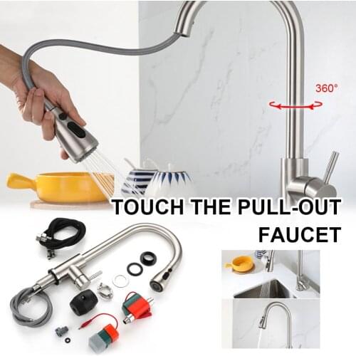 Brushed Nickel Kitchen Faucet Single Hole Pull Out Spout Kitchen Sink Mixer Tap Stream Sprayer Head Chrome/Black Mixer Tap