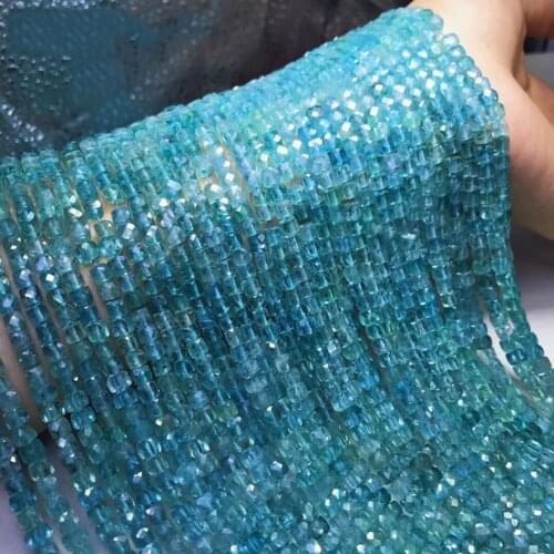 Moonstone Apatite Kyanite Prehnite Tourmaline Amazon Natural Gemstone Faceted Cube Beads 4.5-5mm For Jewelry Making 15.5inch