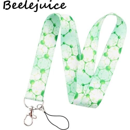 Molecular Structure Doctor Neck Keychain Necklace Webbings Ribbons Cartoon Neck Strap Lanyard ID badge Holder Keychain Lanyards