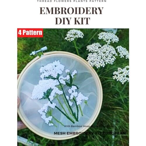 1Pcs European Style Mesh Embroidery Sett Flower DIY Painting Cross Stitch kit Embroidery kit Diy Beginner Embroidery kreuzstic