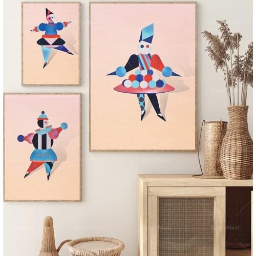 Ensemble art murals 3 pieces-Bauhaus style Giclee ballet art prints-decorative geometric murals, modern minimalist style decorat