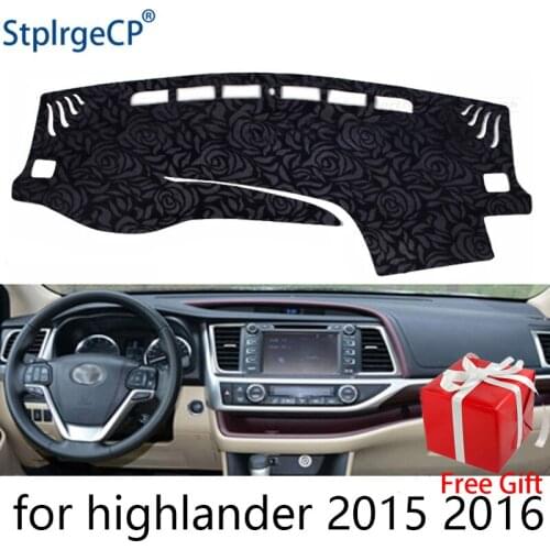 Rose Pattern Non-slip Car Dashboard Cover Dash Mat Pad DashMat ANti-UV Car Sticker for Toyota Highlander 2015-2018 Car Styling