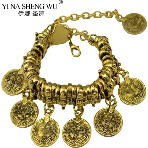 New Womens Fashion Silver and Gold Color Anklet Coin Pendant Charm Beach Summer Belly Dance Bracelet Anklet Dual Jewelry 1PC