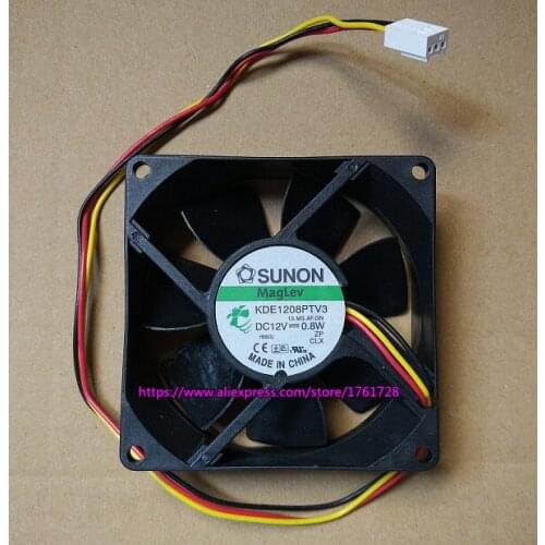 Original SUNON 80*80*25mm 8cm fan KDE1208PTV3 12V 0.8W 3wires