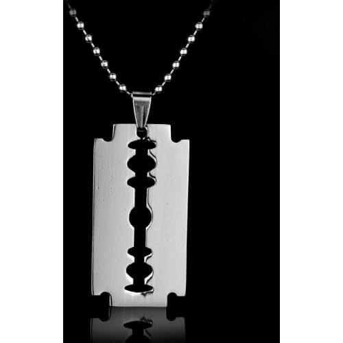 Dongsheng Stainless Steel Razor Blades Pendant Necklaces for Men Jewelry Steel Male Shaver Shape Necklaces & Pendants