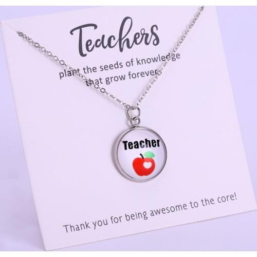 Teachers' Day Gift Apple Teachers Teacher Love to Teach Necklaces for Women