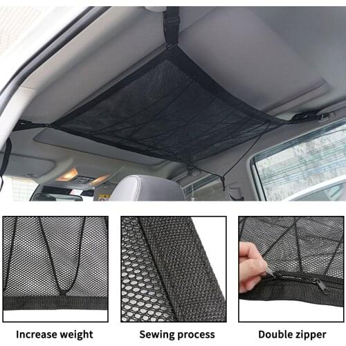 Portable Car Ceiling Storage Net Pocket Roof Interior Cargo Net Bag Car Trunk Sundries Storage Organizer For Car SUV Apposite