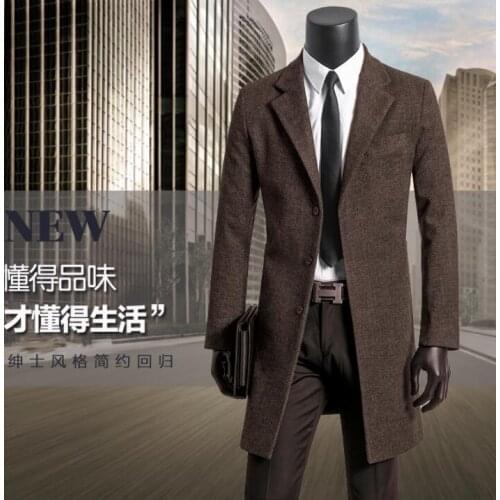 Korean casual woolen coat men trench coats long sleeves overcoat mens cashmere coat casaco masculino inverno erkek england 89423