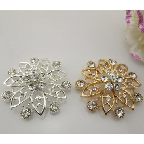 BT218 38mm)5pcs Metal Rhinestone Button Flower Hair Wedding Embellishment Scrapbooking