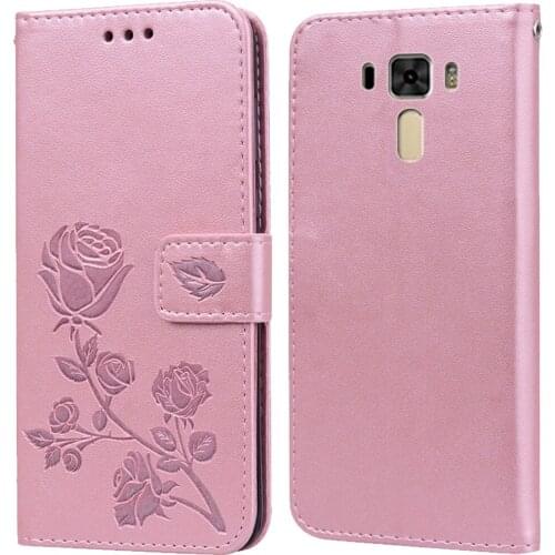 Luxury Leather Flip Book Case for Asus Zenfone 3 ZE552KL Z012DE Rose Flower Wallet Stand Case Phone Cover Bag
