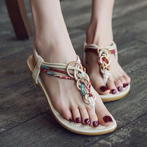 Fashion summer sandals women shoes 2021 new elastic band shoes women sandals clip toe bohemia style beach shoes woman slipper