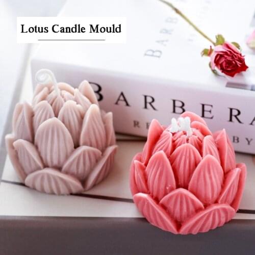 Candle Silicone Mold 3D Lotus Flower Shape Soap Silicone Mould DIY Candle Making Supplies Soy Wax Candle Mold Handmade Soap Mold
