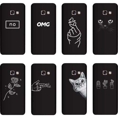 QAQsam Silicone Cover For Samsung Galaxy A3 2017 A320F Case Painting Flower Cat Moon Matte Phone Cases Funda