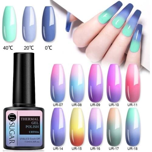 UR SUGAR 7.5ML Thermal Gel Nail Polish Temperature Color Changing Glitter Sequins Soak Off UV LED Gel Varnish Nail Art Laquers