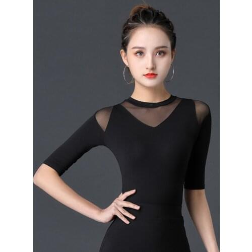 Mesh Ballroom Dance Tops For Women Long Sleeve Samba Dance Outfit Latin Practice Wear Tango Dacning Clothes Tap Dancewear JL2590