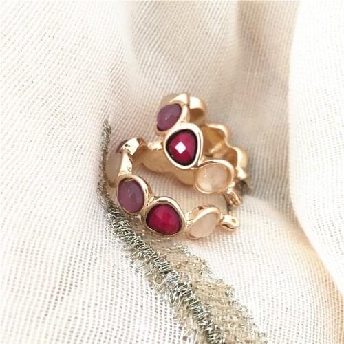 Gorgeous Gold/Rhodium Color Plating Burgundy Grey Light Green Beige Stone Paving Hoop Earrings For Women Girl Statement Jewelry