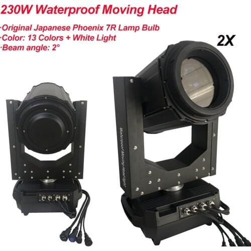 2Pcs/Lot Waterproof 230W 7R Super Beam Moving Head Lights 14 Colors and White Light For Ornament Dyeing DJ Disco Stage Light