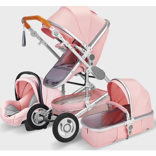 High Landscape Baby Stroller 3 in 1 Hot Mom Pink Stroller Luxury Travel Pram Baby Carrier Carriage Car seat and Stroller Trolley