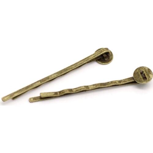 DoreenBeads Antique Bronze Bobby Pins Hair Clips W/ 8mm Pad, 5x0.8cm, 50PCs (B18047)