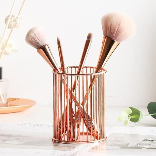 Iron Light Luxury Makeup Brush Eyebrow Pencil Cosmetic Storage Tube Holder Office Pen Holder Sundries Storage Organizer Box