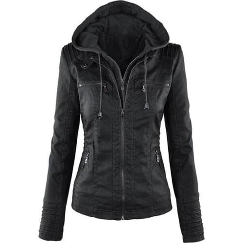 Gothic Fashion Faux Women Leather Jackets Zipper Motorcycle Coat Autumn Multicolor Winter Warm Outerwear Plus Size S-7x
